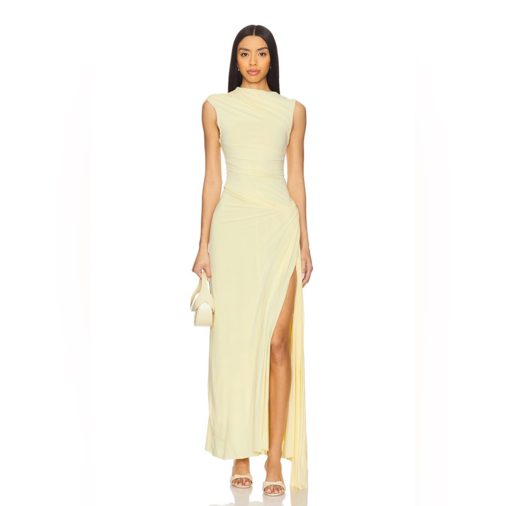 Greta Twist Dress in Butter Yellow